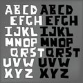 Hand lubberly cut vector alphabet set in black and white.