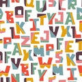 Hand lubberly cut vector colorful alphabet seamless pattern