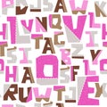 Hand lubberly cut vector love pink alphabet seamless pattern