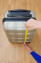 Hand luggage measurement. Royalty Free Stock Photo