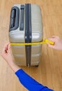Hand luggage measurement. Royalty Free Stock Photo