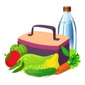 Hand lunchbox icon, cartoon style Royalty Free Stock Photo