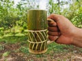 Hand made bamboo glass Royalty Free Stock Photo