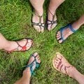 Hand made barefoot sandals on feet