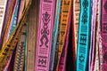 Hand-made belts with traditional Mexican ornaments Royalty Free Stock Photo