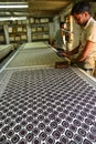 Hand made block printing indigo textile industry