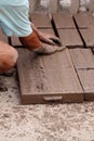 Worker making bricks with clay Royalty Free Stock Photo