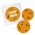 Hand made Chocolate chip cookie, Freshly baked Four cookies in transparent plastic package isolated on white background. Bright co Royalty Free Stock Photo