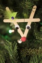 Hand made Christmas decoration on the tree Royalty Free Stock Photo