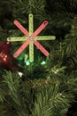 Hand made Christmas decoration on the tree Royalty Free Stock Photo