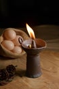 hand made clay candle oil stand Royalty Free Stock Photo