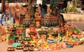 Hand made colorful indian toys and pots made up of