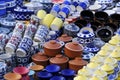 Hand made colourful ceramic pottery. Hand painted pottery. Traditional pottery fair in Pune, India