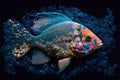 Hand made craft of Creative fish image on black BG