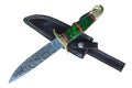 Hand Made Damascus hunting knife and sheath, isolated Royalty Free Stock Photo