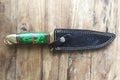 Hand Made Damascus hunting knife and sheath