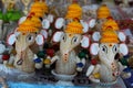Hand made decorative lord shree Ganesha idol made from sea shells landscape stock photo
