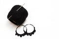 hand made earing with black wool Royalty Free Stock Photo