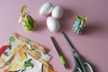 Hand made Easter eggs toys of styrofoam for decorating with fabric