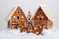 The hand-made eatable gingerbread houses, reindeer and cart