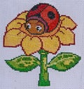 Hand Made Embroidery And Cross-Stitch Flower And Ladybird Design