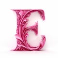 Captivating 3d Pink Stylised Letter E With Elaborate Engravings