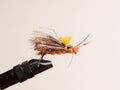 Fly fishing lure in a vice Royalty Free Stock Photo