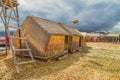 Hand made houses in Uros, Peru, South America.