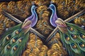 hand made painting peacock with her lover