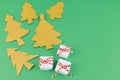 Hand made paper Christmas trees and small presents