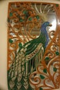 hand made peacock in home lobby
