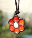Hand made polymer clay flowers pendant