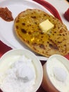 Hand made potato paratha with butter