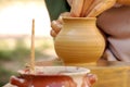 Hand made pottery being manufactured Royalty Free Stock Photo