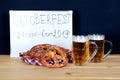 The hand-made pretzels and beer for Octoberfest
