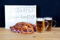 The hand-made pretzels and beer