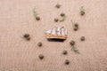 Hand made sail boat on canvas Royalty Free Stock Photo
