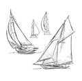 Hand made sketch of yachting and sea.