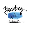 Hand made sketch of yachting and sea.