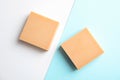 Hand made soap bars on color background Royalty Free Stock Photo