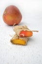 Hand-made soap and red aapple isolated Royalty Free Stock Photo