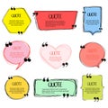 Hand made speech bubble. Quote frame, big set. Freehand text quotes. Empty colored text box templates, quote bubble, quotation