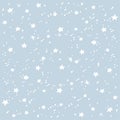 Hand made stars snow vector pattern. Happy New Year and christmas holidays blue background banner. Royalty Free Stock Photo