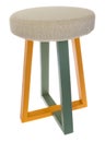 Hand-made stool. Chair in green, yellow, light yellow.