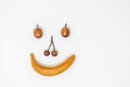 Wooden model fruit smiley face Royalty Free Stock Photo