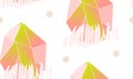 Hand made vector abstract simple seamless pattern with pink polygonal crystal isolated on white background.Unique simple Royalty Free Stock Photo