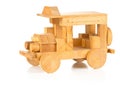 Hand made wooden toy car on white background Royalty Free Stock Photo