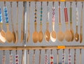 Hand made wooden traditional romanian tablespoons on dispaly