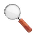 Hand magnifier 3d isolated on white. Icon Royalty Free Stock Photo