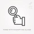 Simple vector illustration with ability to change. Hand with magnifying glass